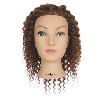 Uwe Damm Oefenhoofd Curly medium brown 30-35 cm