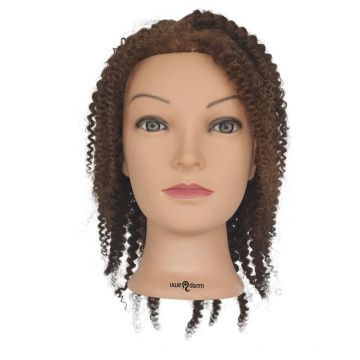 Uwe Damm Oefenhoofd Curly small brown 30-35 cm